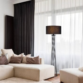 Stojacia lampa Tall 13470, čierna, plátno, výška 175 cm