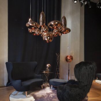 Stojacia lampa Tom Dixon Melt, medená farba, výška 165 cm, oceľ