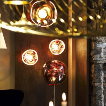 Stojacia lampa Tom Dixon Melt, medená farba, výška 165 cm, oceľ