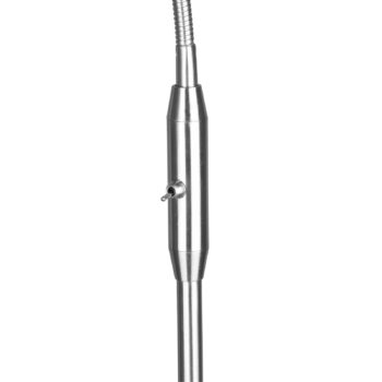 Stojacia lampa Tommy, nikel/biela, výška 130 cm, kov/látka