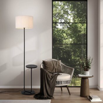 Stojacia lampa Tordis, čierna/biela, textil, výška 157 cm