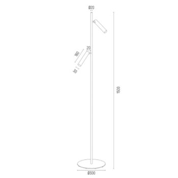 Stojacia lampa Torre, 2-plameňová, čierna