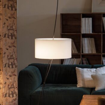 Stojacia lampa Totora s bielym bavlneným tienidlom