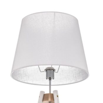 Stojacia lampa Vaio Drevený trojnožkový stojan, biele tienidlo na lampu