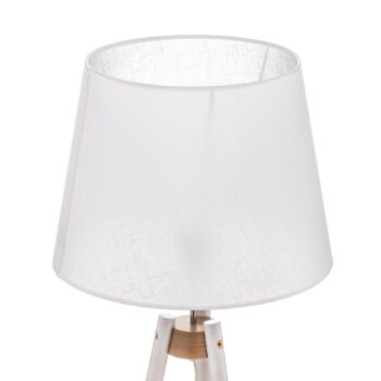 Stojacia lampa Vaio Drevený trojnožkový stojan, biele tienidlo na lampu