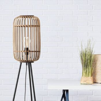 Stojacia lampa Woodrow, výška 130 cm, svetlé drevo, bambus/kov