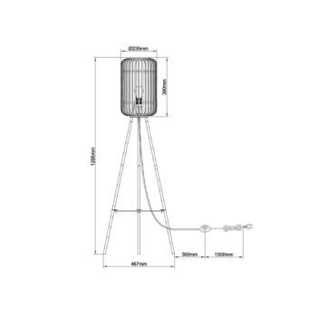 Stojacia lampa Woodrow, výška 130 cm, svetlé drevo, bambus/kov