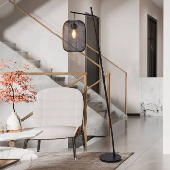 Stojacia lampa Wrington, výška 194 cm, čierna, oceľ