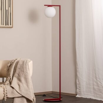 Stojacia lampa Zac, opálová/víno červená, 1-pl