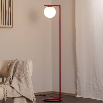 Stojacia lampa Zac, opálová/víno červená, 1-pl