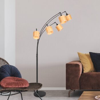 Stojacia lampa bambusová, 5-plamenná