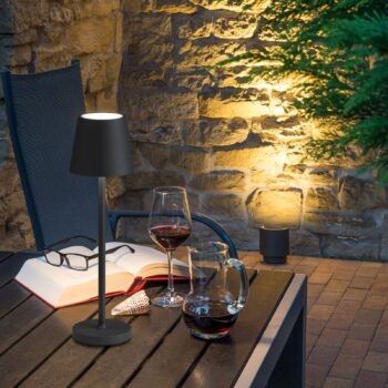 Stolná LED lampa 5099, dobíjacia batéria IP54 stmievateľná grafitová