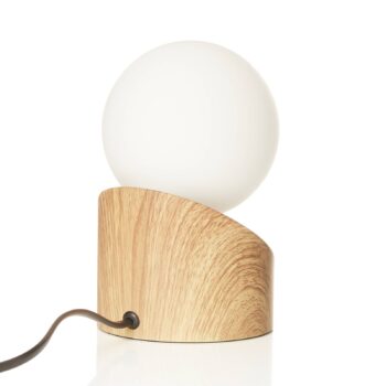 Stolná LED lampa Alisa podstavec drevený vzhľad