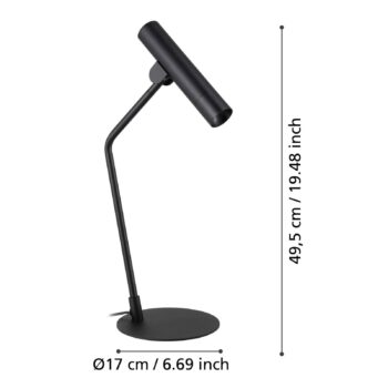 Stolná LED lampa Almudaina, čierna, výška 49,5 cm, oceľ