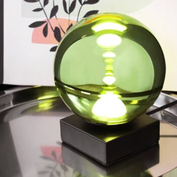 Stolná LED lampa Altaïr, zelená, výška 18 cm, sklo, 3 000 K