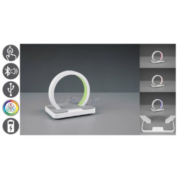 Stolná LED lampa Beat batéria, RGBW, biela matná