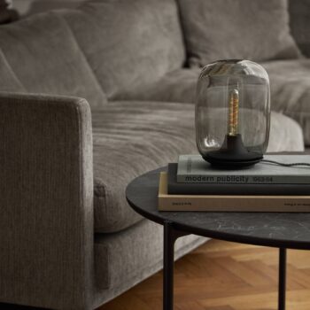Stolná LED lampa EVA Solo Acorn, kamenná sivá, sklo, stmievateľná