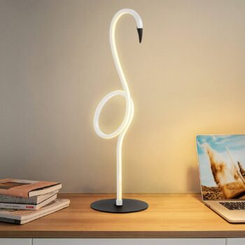 Stolná LED lampa Flamingo, biela, kov, výška 50 cm
