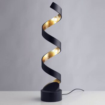 Stolná LED lampa Helix, výška 66 cm, čierno-zlatá
