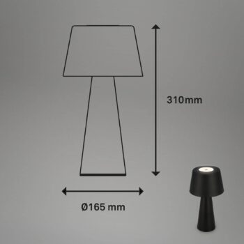 Stolná LED lampa Kihi s dobíjacou batériou, čierna