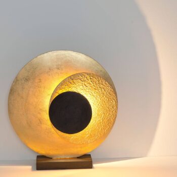Stolná LED lampa La Bocca výška 43 cm, zlato-hnedá