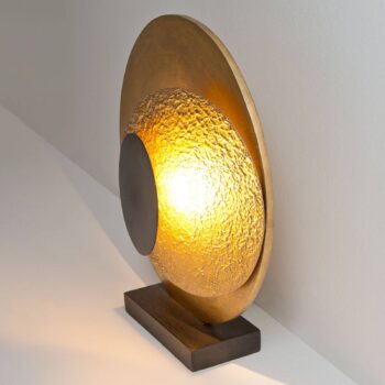 Stolná LED lampa La Bocca výška 43 cm, zlato-hnedá