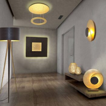 Stolná LED lampa La Bocca výška 43 cm, zlato-hnedá