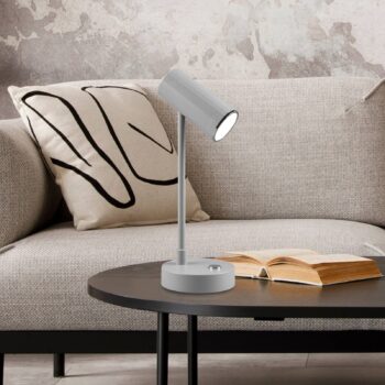 Stolná LED lampa Lenny CCT s dobíjacou batériou, sivá