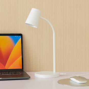 Stolná LED lampa Lindby Ailina, výška 36 cm, biela, stmievateľná