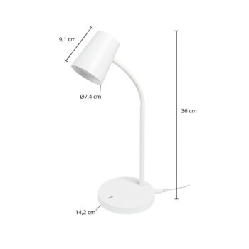 Stolná LED lampa Lindby Ailina, výška 36 cm, biela, stmievateľná