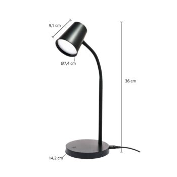 Stolná LED lampa Lindby Ailina, výška 36 cm, čierna, stmievateľná