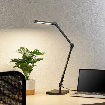 Stolná LED lampa Lindby Antisa, čierna, CCT, stmievateľná