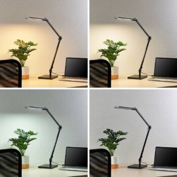 Stolná LED lampa Lindby Antisa, čierna, CCT, stmievateľná