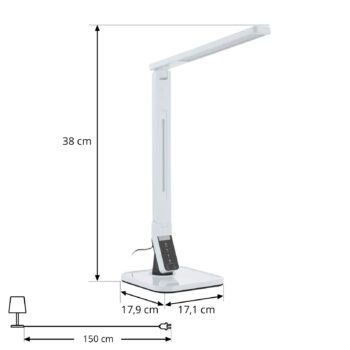 Stolná LED lampa Lindby Eleni, biela, CCT, stmievateľná