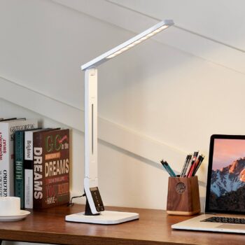 Stolná LED lampa Lindby Eleni, biela, CCT, stmievateľná