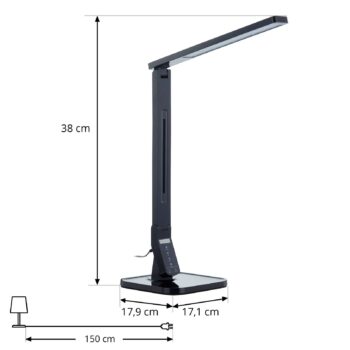 Stolná LED lampa Lindby Eleni, čierna, CCT, stmievateľná