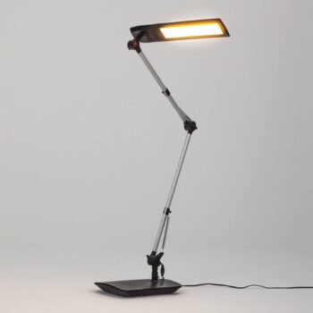 Stolná LED lampa Lindby Felipe, čierna, podstavec s objímkou