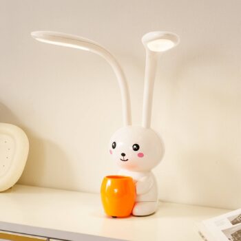 Stolná LED lampa Lindby Haas, béžová, plast, CCT, výška 39 cm