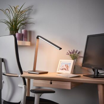 Stolná LED lampa Lindby Kuno, sivá, USB, dotykový stmievač