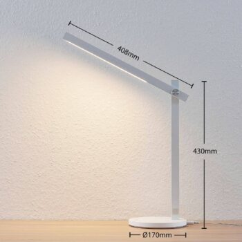Stolná LED lampa Lindby Loretta, výška 43 cm, biela, CCT