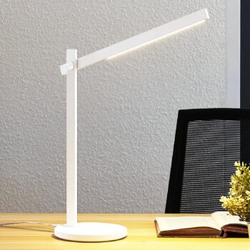 Stolná LED lampa Lindby Loretta, výška 43 cm, biela, CCT