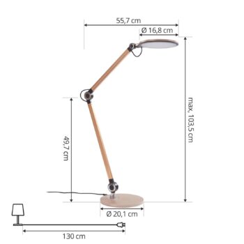 Stolná LED lampa Lindby Nyxaris, zlatá, kov, CCT, 50 cm
