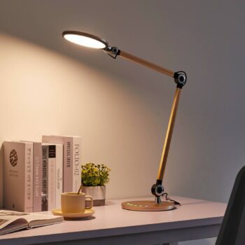 Stolná LED lampa Lindby Nyxaris, zlatá, kov, CCT, 50 cm