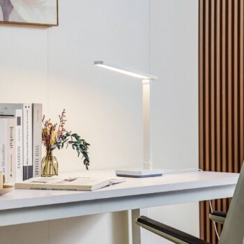 Stolná LED lampa Lindby Rylas, biela, USB, CCT