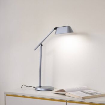Stolná LED lampa Lindby Thies, sivá, ABS, výška 78 cm, stmievateľná