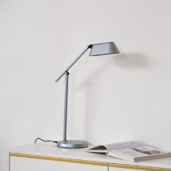 Stolná LED lampa Lindby Thies, sivá, ABS, výška 78 cm, stmievateľná