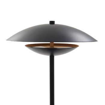 Stolná LED lampa Lindby Tiama, kov, čierna/zlatá, Ø 30 cm
