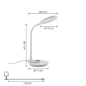 Stolná LED lampa Lindby Valtaria, biela, CCT, stmievateľná