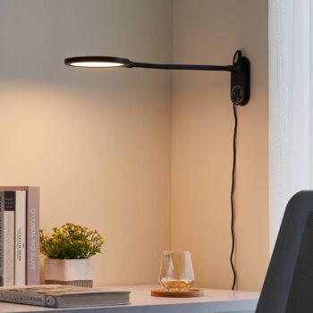 Stolná LED lampa Lindby Valtaria, čierna, CCT, stmievateľná