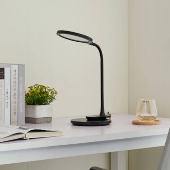 Stolná LED lampa Lindby Valtaria, čierna, CCT, stmievateľná